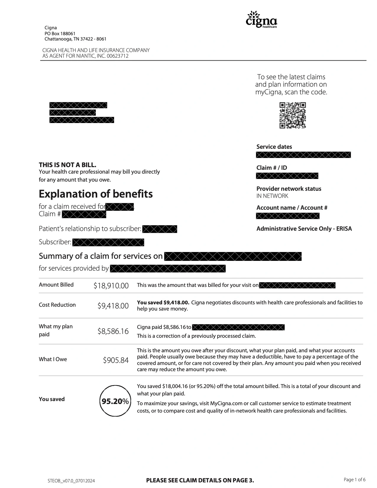Sample EOB document